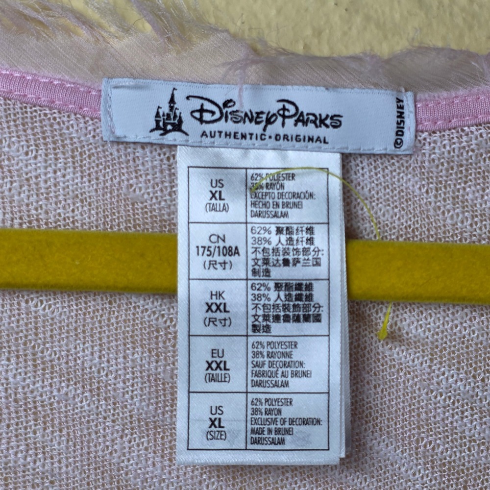 Disney Parks Minnie Mouse Pink Eyelash Fringe Long Sleeve Graphic Top XL sheer - Picture 3 of 8